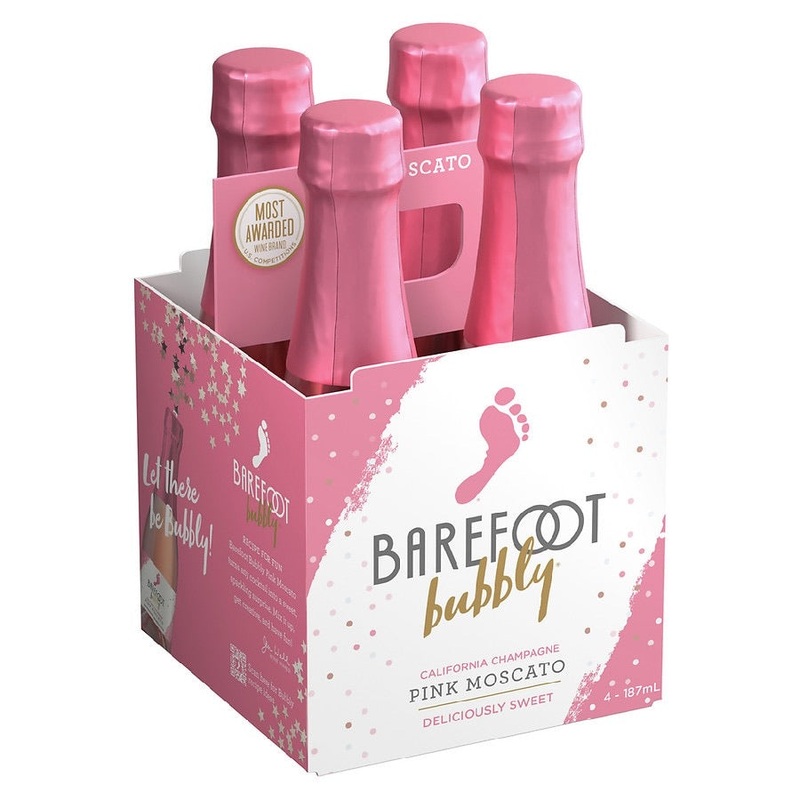Barefoot Bubbly Pink Moscato 4pack 187mL