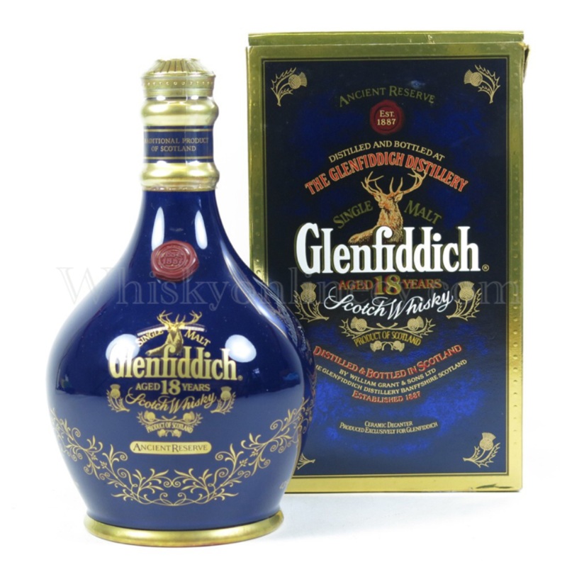 Glenfiddich 18 Year Old Ancient Reserve Blue Decanter (No Box)