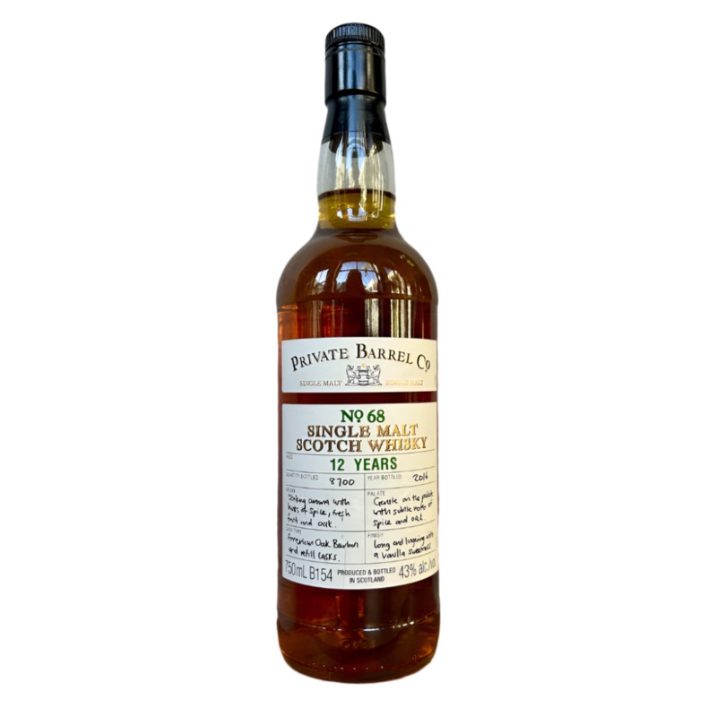 Private Barrel Co Single Malt Scotch whisky 12 Years No. 68