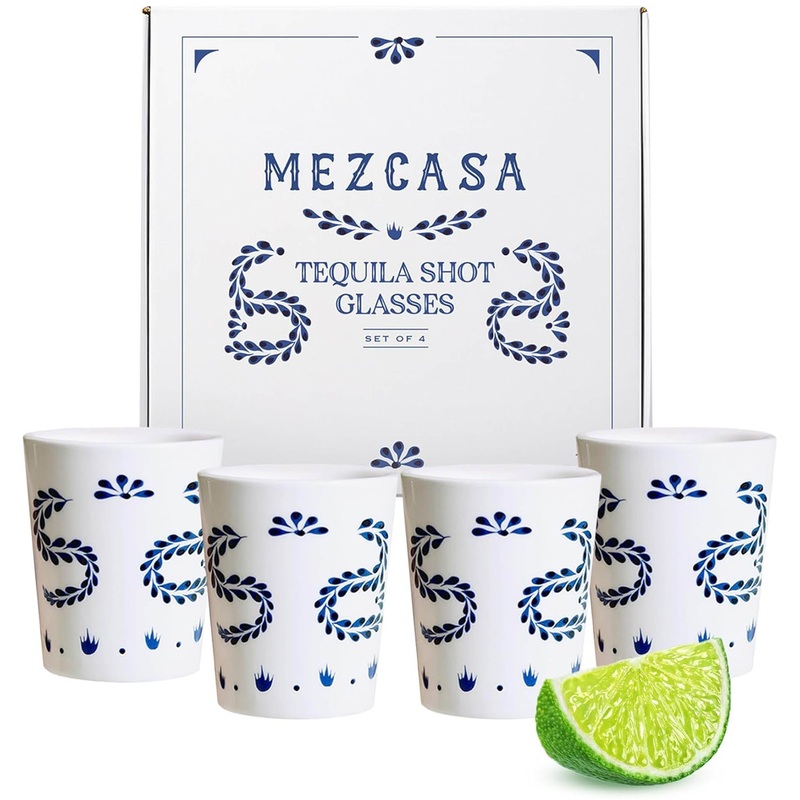 Ceramic Azul Tequila Shot Glasses (Set of 4)