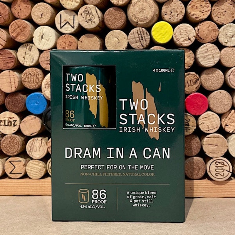 Two Stacks ‘Dram in a Can’ Irish Whiskey 100ml 4pk 86