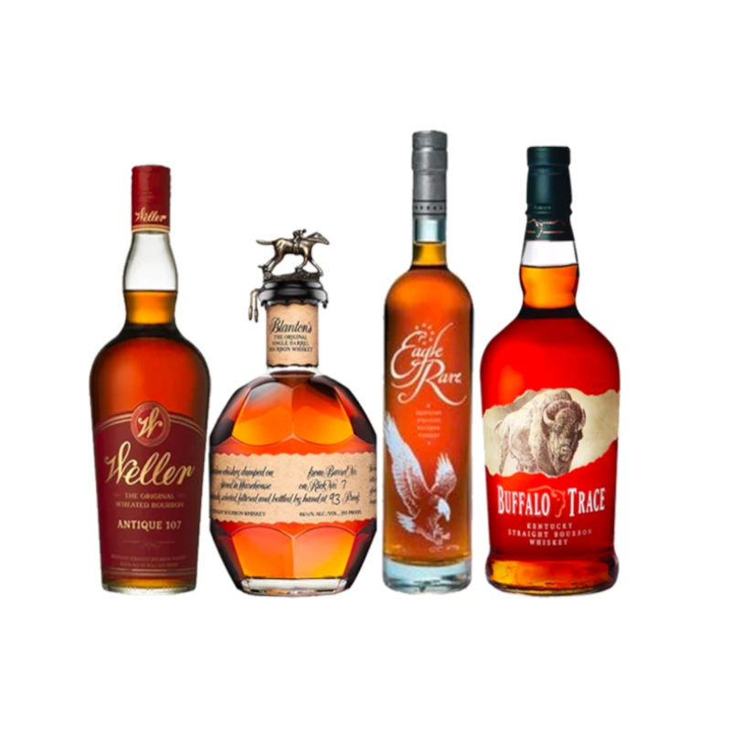 W.L. Weller Antique 107, Blanton’s Single Barrel, Eagle Rare 10 Year Buffalo Trace Bourbon Bundle