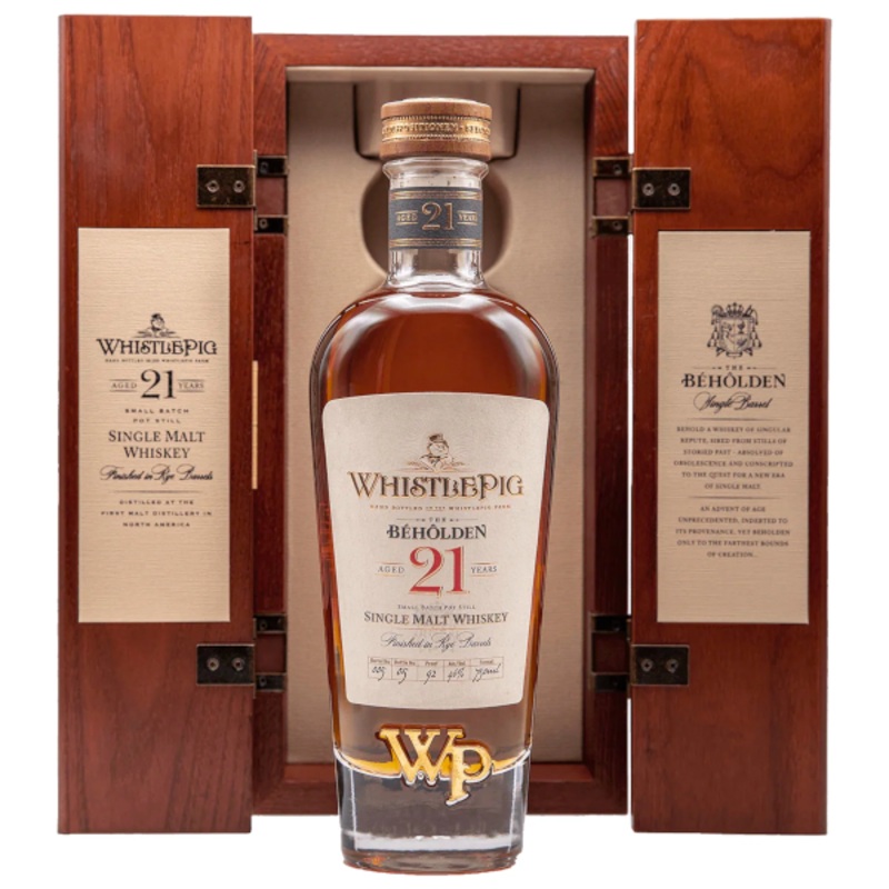 The WhistlePig Beholden 21 Year Single Malt Whiskey