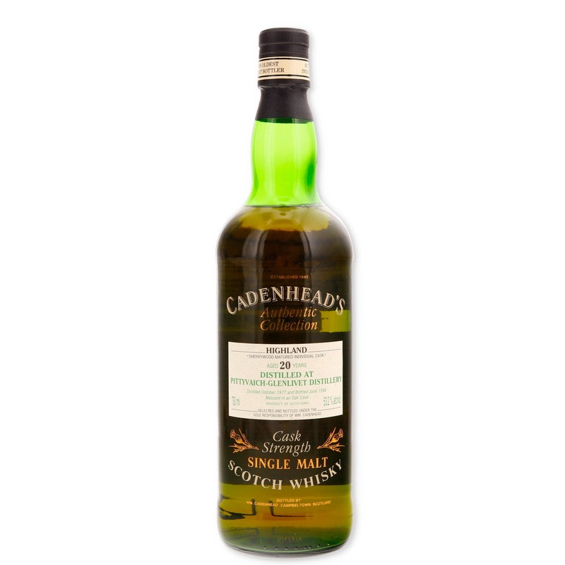 Pittyvaich-Glenlivet Cadenhead Authentic 20 Year Old 53.2% Single Malt Club Cask 1977