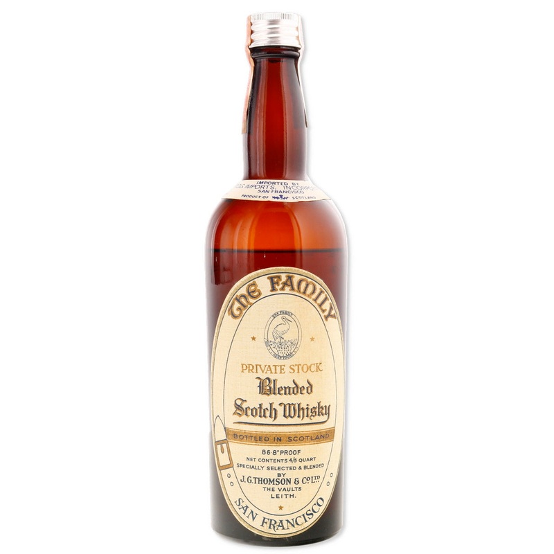 The Family Private Stock Scotch JG Thomson Vaults Blended Scotch 1960s