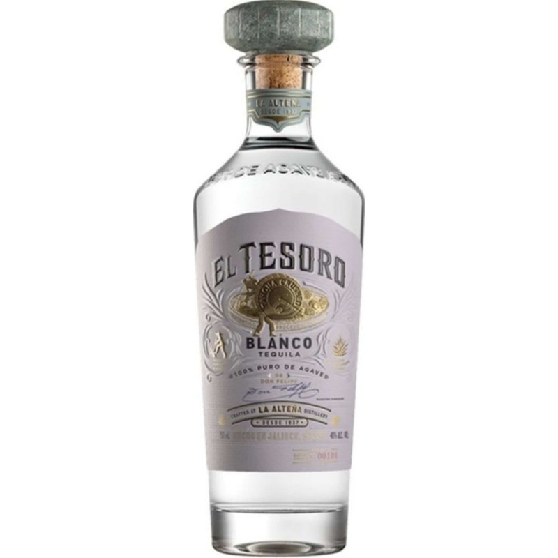 El Tesoro Blanco Tequila Old Square Bottle