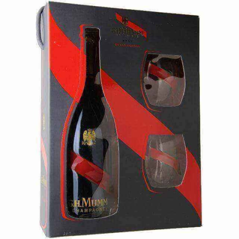GH Mumm Cordon Brut Gift Set with 2 Glasses Champagne
