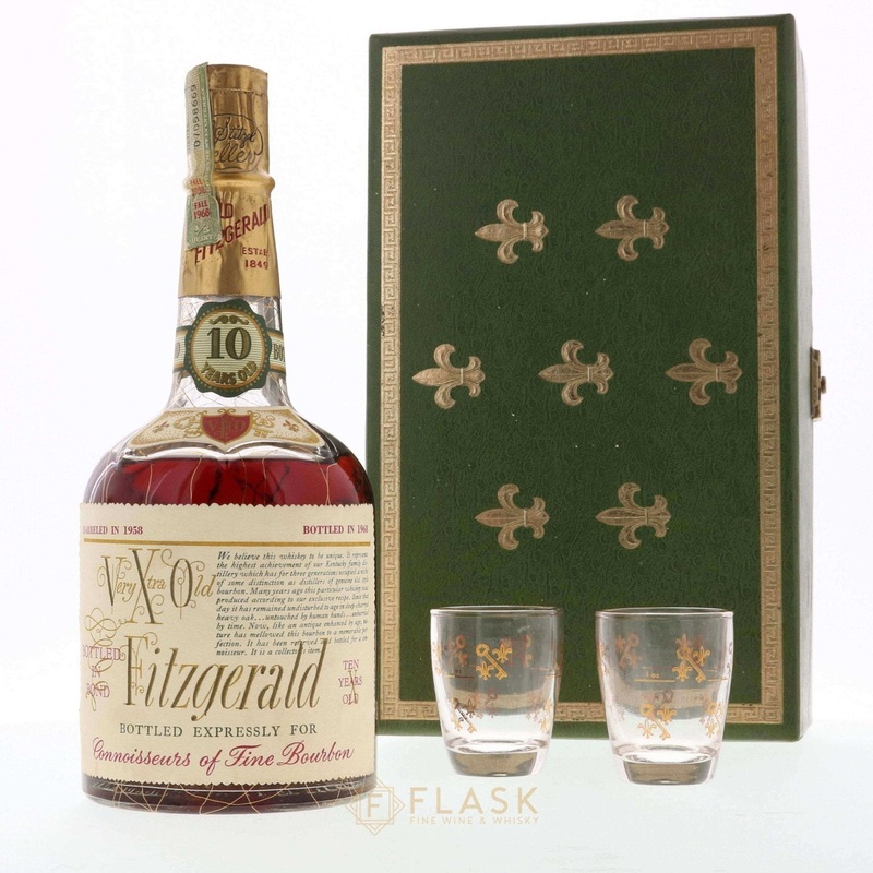 Very Xtra Old Fitzgerald 1958 10 Year Old Bourbon Gift Set with Glasses 100 proof / Stitzel Weller