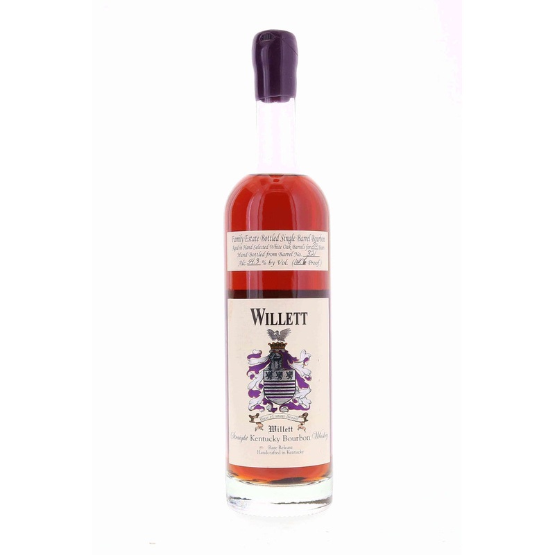 Willett Family Estate Single Barrel Bourbon 20 year #321 108.6 Proof / Block Letter Purple Wax