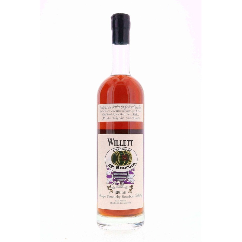 Willett Family Estate Single Barrel Bourbon 4 year #873 122.2 Proof Selected by Mr. Bourbon / Block Letter Black Wax