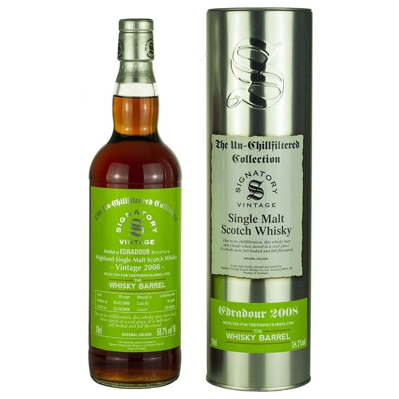 Edradour 10 Year Old 2008 Signatory Cask Strength 1st Fill Sherry Cask 58.7%