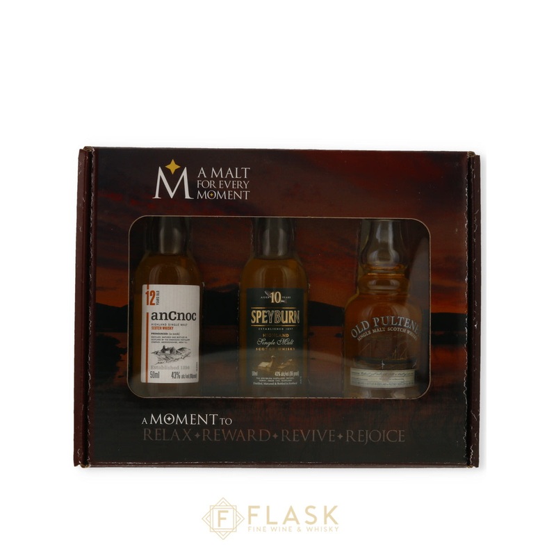 A Malt For Every Moment Gift Set AnCnoc 12yr & Speyburn 10yr & Old Pulteney 12yr 3x 50ml