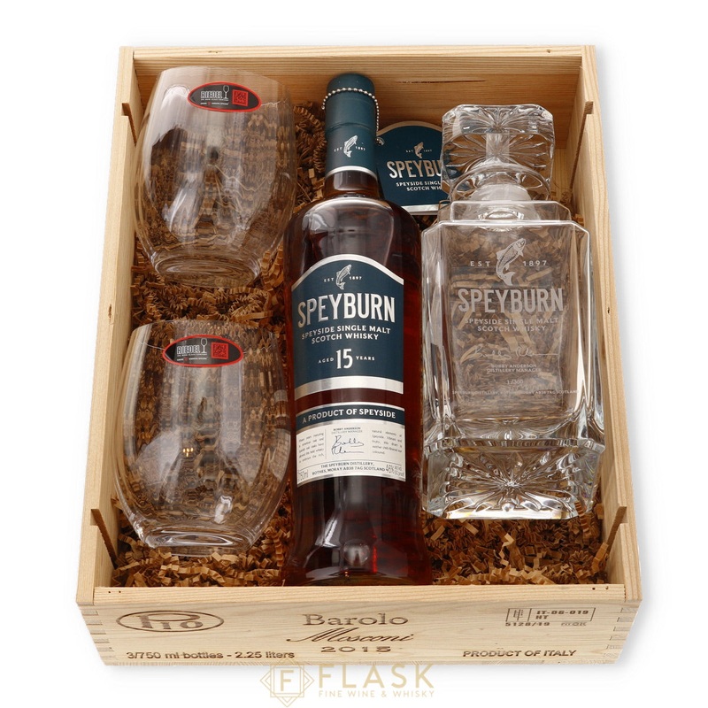 Speyburn 15 Year Old Single Malt Gift Crate with Glencairn Decanter and Glasses
