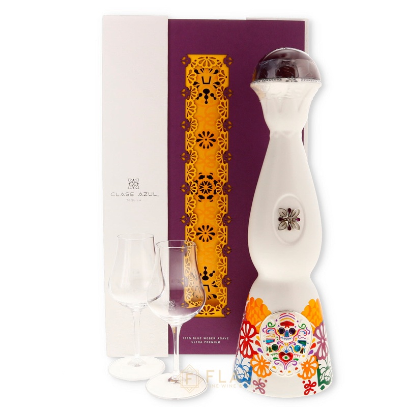 Clase Azul Dia de Los Muertos Colores Collector Box Set With Glasses 2022 Tequila Anejo 1 Liter