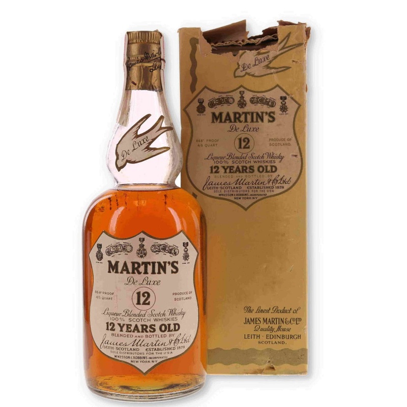 Martins De Luxe 12 Year Old Blended Scotch Whisky Bottled 1950s 4/5 Quart