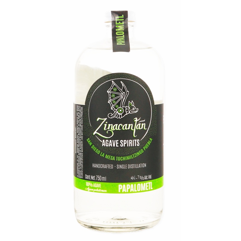 Zinacantan Papalometl en Cuero agave spirit de Tochimiltzingo Puebla MM Fabiola Torrez Monfil 750ml