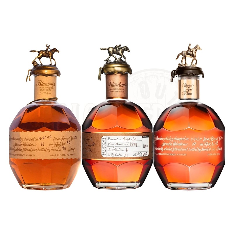 Blanton’s Red Label, Straight From The Barrel & Gold Label Bundle
